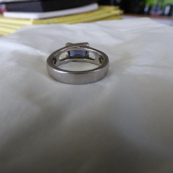 OOAK ARTISAN PLATINUM ALEXANDRITE MOISSANITE OPEN SHOULDER MEN PINKY RING 7.5 - Picture 3 of 14